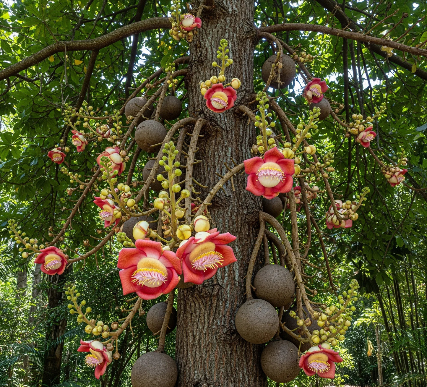Bees Plant Hub Cannonball / KailashPati (Naga lingam) Tree Layered Live Plant